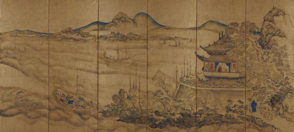 池大雅_楼閣山水図_右隻