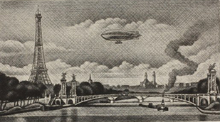 アレキサンドル三世橋とフランスの飛行船　80-120 1930年