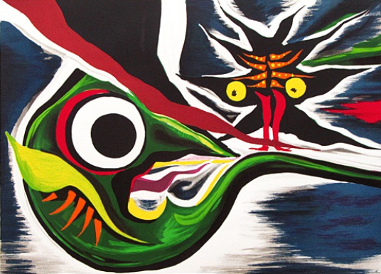 TARO OKAMOTO 岡本太郎 書 掛軸（Taro Okamoto / 岡本太郎画額「色 