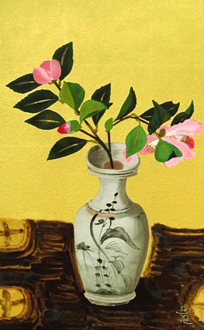 ●小倉遊亀●日本画●「花」●サイン、落款有り●色紙●繊細な作品● ○小倉遊亀○日本画○「花」○サイン、落款有り○色紙○繊細