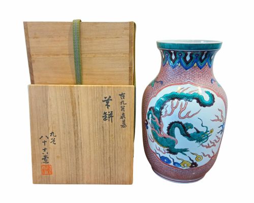 古九谷敬慕 龍鳳花瓶