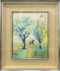 堂本印象の夏の木立（水彩画）の作品写真