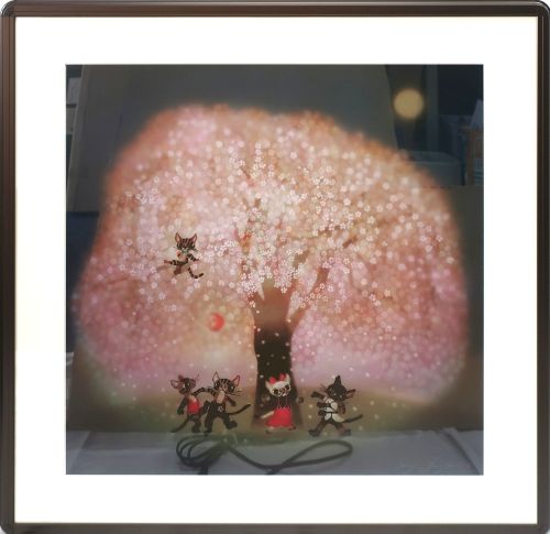 藤城清治の夜桜DX版（リトグラフ）の作品写真