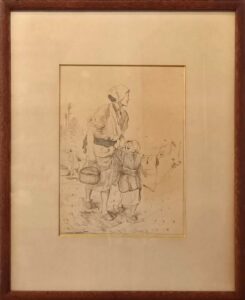 ジョルジュ・ビゴーの田げたをはいた母と子（銅版画）の作品写真