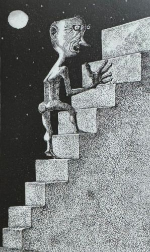 階段を上がる人