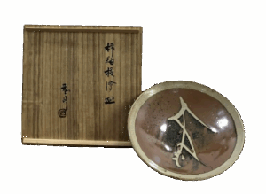 柿釉抜絵皿