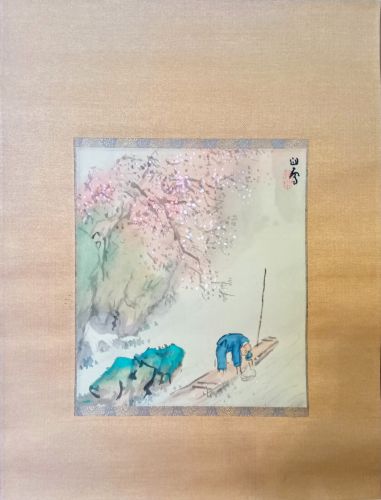 橋本関雪　桃花漁人図　掛軸　40,000円　20250310