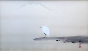 湖辺の白鷺