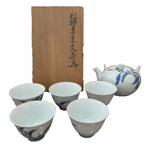 染錦草花文茶器