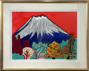 片岡球子、巨匠、菊、希少な額装用画集より、新品高級額装付、状態良好 片岡宣久、【想・アカメウオ】、希少な額装用画集より、新品額装