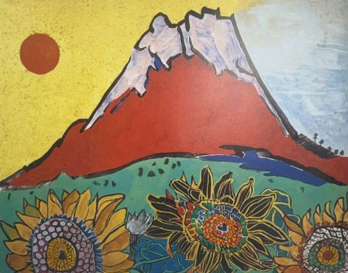 富士に献花（ひまわり）