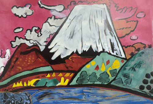 「雪ふりつもる白き富士」版画集『金・銀・紅・白 富士四題』より