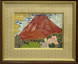 片岡球子の箱根うつぎの咲く頃（版画）の作品写真