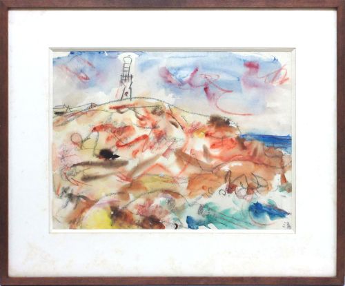 小泉清の展望台（仮題）（紙に水彩・パステル）の作品写真