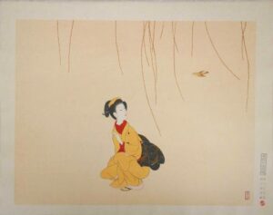 小村雪岱の春告鳥（木版画）の作品写真