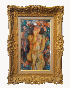 宮本三郎の花帽子の裸婦（　油彩）の作品写真