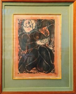 棟方志功の竜胆の柵（木版画）の作品写真