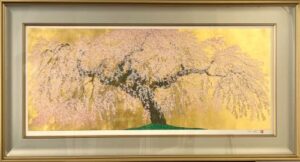 中島千波の光善寺の枝垂桜（版画）の作品写真
