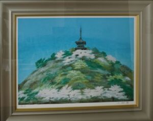 中島千波の陽春の三渓園（リトグラフ）の作品写真