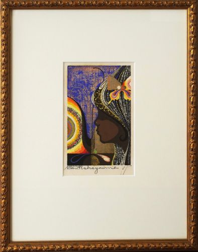 中山正　蝶と少女　木版画　5,000円　20220820