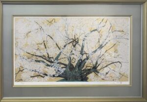 中島千波の素櫻神社の神代櫻（版画）の作品写真