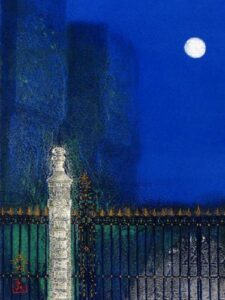 野村義照の夜のリュクサンブール公園（リトグラフ）の作品写真
