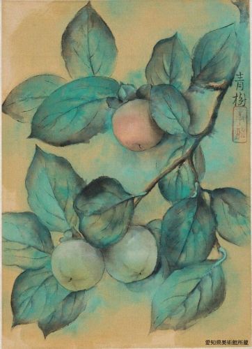 小茂田青樹の柿（日本画）の作品写真　愛知県美術館所蔵