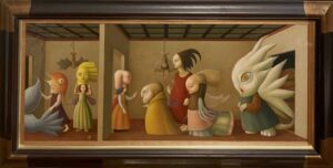 大竹茂夫の訪問（テンペラ・油彩）の作品写真