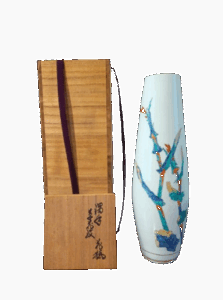 濁手草花紋花瓶