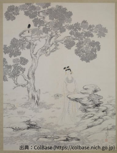 島田墨仙の樹下美人図の作品写真
