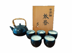 清水卯一-油滴釉茶器