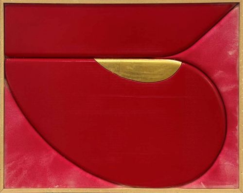 高橋秀の赤に抱かれた黄金（油彩）の作品写真