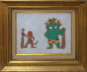 瀧下和之の桃太郎図ノ三百壱サルと蒼鬼（日本画）の作品写真