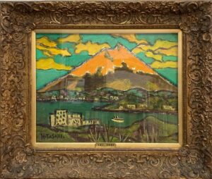 田崎広助の朱富士（油彩）の作品写真