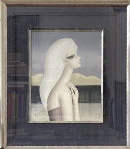 ★買取品初出だし☆珍品☆東郷青児 肉筆 美人画 絵皿☆木箱★ 値下げ人物・美人画 油絵 東郷青児 F6号 郷愁 額付き 手描き 肉筆