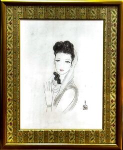 東郷青児の婦人画（水彩）の作品写真