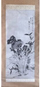 山本梅逸の歳寒二雅図（掛軸）の作品写真