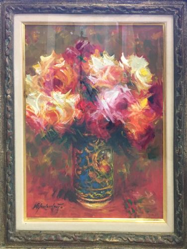 山本彪一「ばら」 の買取実績｜東京都大田区 油絵