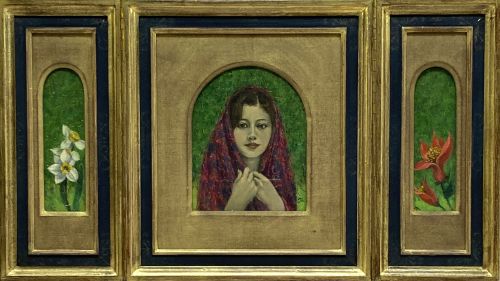 山本貞のストールの女(油彩)の作品写真