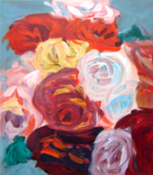 内田　晃　作品　油絵　バラ　薔薇 内田晃作品油絵薔薇フラワー花瓶